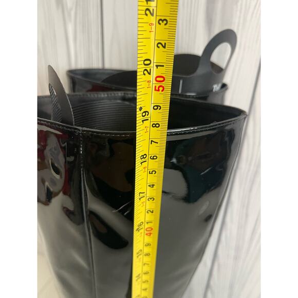 Zara Square Heeled Tall Patent Leather Boots Size 9 (40) - Picture 7 of 13